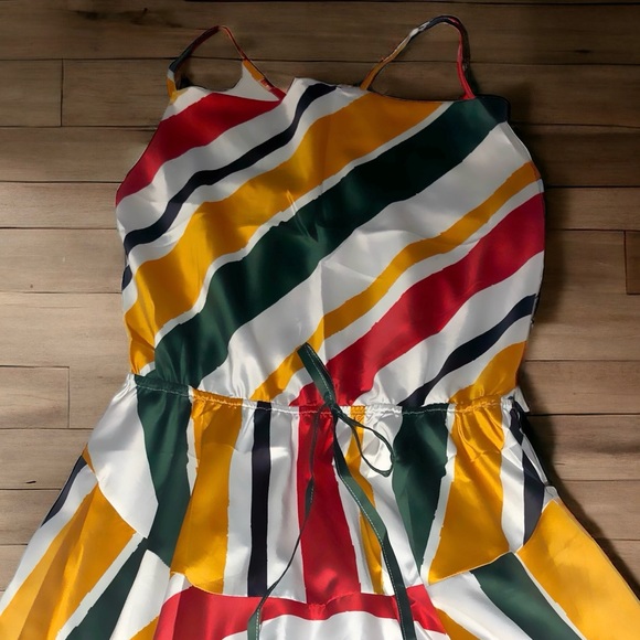 NWT Burgundy & Marigold Stripe Dress, Sz. M - Picture 6 of 8